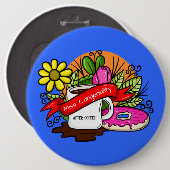 恋しく思Congenialityカラフル Tattoo CoffeeとDout 缶バッジ (正面&裏面)