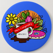 恋しく思Congenialityカラフル Tattoo CoffeeとDout 缶バッジ (正面)