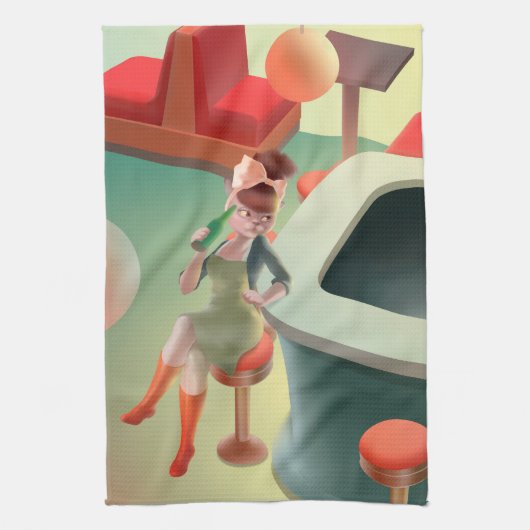 恋しく思Meow – 深夜バーシリーズ キッチンタオル (縦)