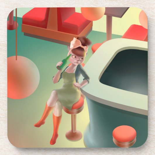 恋しく思Meow – 深夜バーシリーズ コースター (正面)