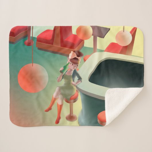 恋しく思Meow – 深夜バーシリーズ シェルパブランケット (正面(横))