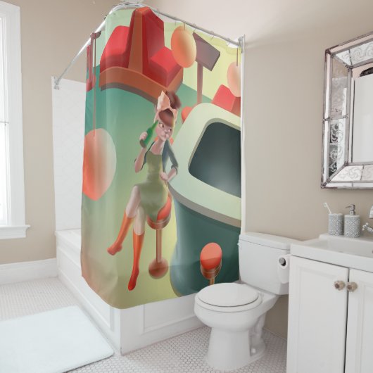 恋しく思Meow – 深夜バーシリーズ シャワーカーテン (インサイチュ)