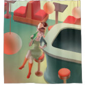 恋しく思Meow – 深夜バーシリーズ シャワーカーテン (正面)