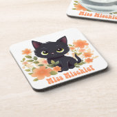 恋しく思Mischief Black Kittenかわいいチビ（小さくかわいく書いた感じ） コースター (左側)