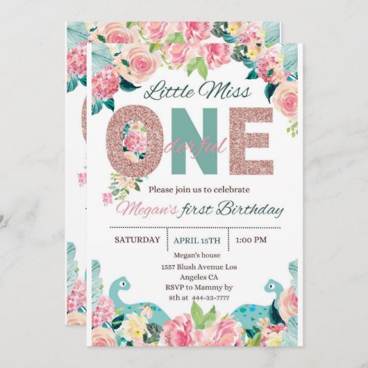 恋しく思Onederful招待状誕生日パーティーテンプレート 招待状 (正面/裏面)