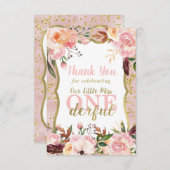 恋しく思ONEderful誕生日サンキューカード、Boho、金ゴールド サンキューカード (正面/裏面)