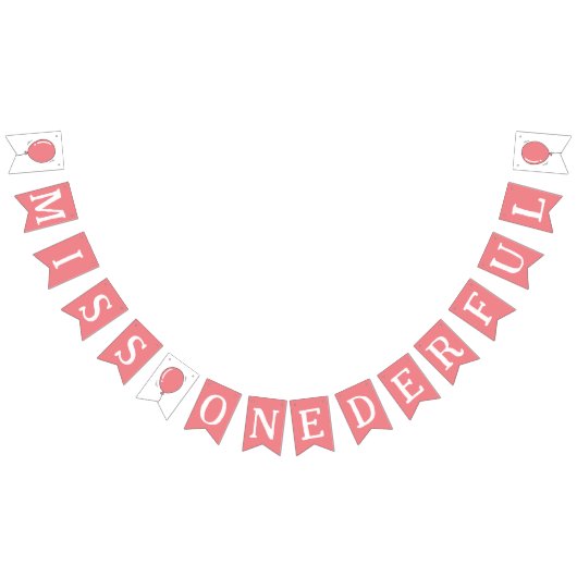 恋しく思Onederful 1stバースデーバルーンキッズピンク バンティングフラッグ (全)