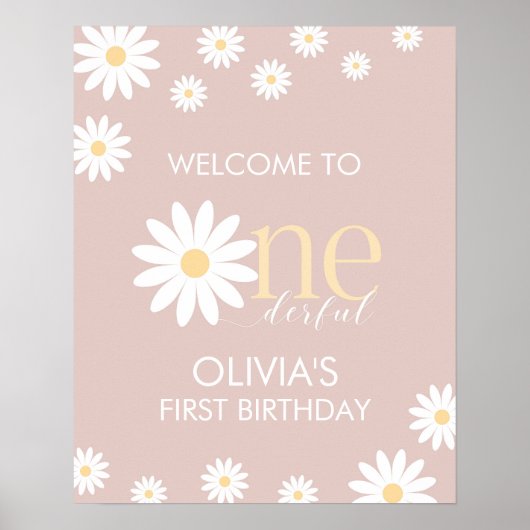 恋しく思Onederful 1st誕生日デイジーウェルカムサイン ポスター (正面)