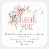 恋しく思Onederful 1th誕生日グディーバッグ感謝してい you スクエアシール (正面)