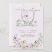 恋しく思Onederful Cute Fairy Garden Girl第1誕生日 招待状 (正面)