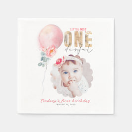 恋しく思Onederful Pink Balloon 1st Birthday写真 スタンダードカクテルナプキン