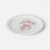 恋しく思Onederful Pink Balloon 1st Birthday写真 ペーパープレート (アングル)