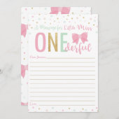 恋しく思ONEderful Pink Bow Time Capsuleメッセージカード 招待状 (正面/裏面)