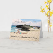 恋しく思's Youビーチ風光明媚&若い女性 カード (黄色い花)