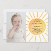 恋しく思Sunshine Water color 1st Birthday写真 招待状 (正面)