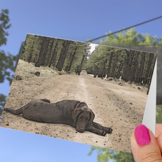 恋しく思You Chocolate Lab on Forest Trailテンプレート カード