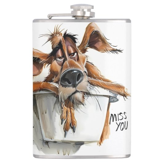 恋しく思You Flask – 愛らしい犬のデザイン フラスク (正面)