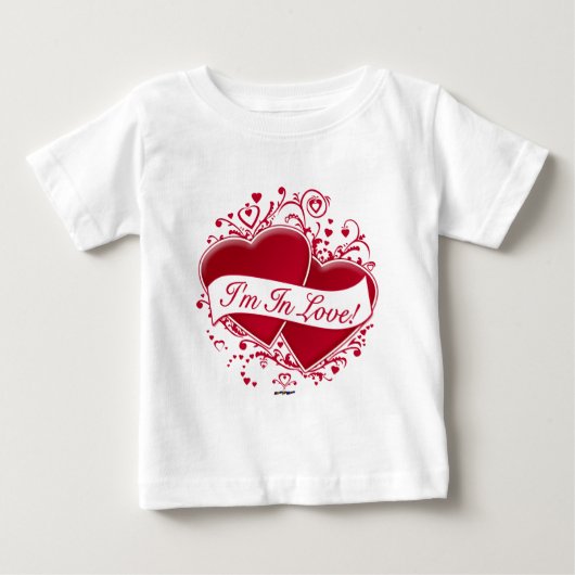 恋してる!赤いハート ベビーTシャツ (正面)