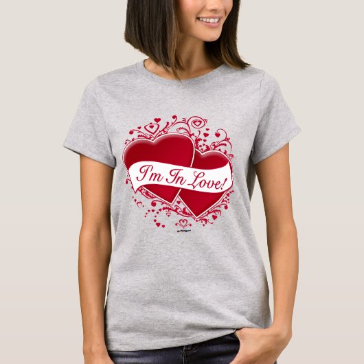 恋してる!赤いハート Tシャツ (正面)