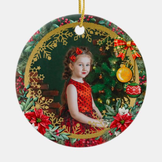 恋してクリスマスと新年おめでとう セラミックオーナメント (正面)