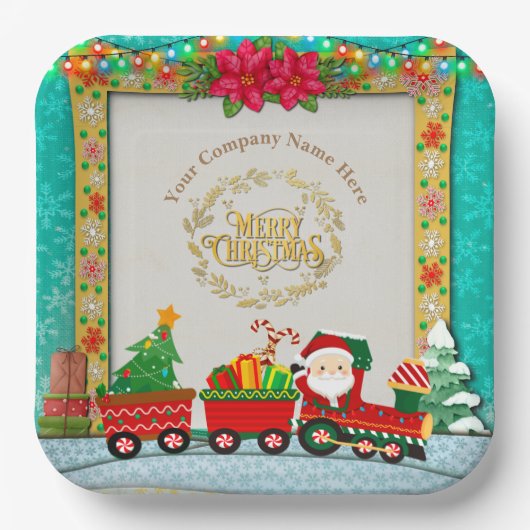 恋してクリスマスと新年おめでとう ペーパープレート (正面)