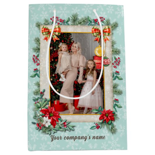 恋してクリスマスと新年おめでとう ミディアムペーパーバッグ (正面)