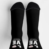 恋して、生きて、野球 スポーツ ファン カスタム ネーム ソックス (上部)