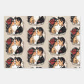 恋し結婚ているロマンチックなカップル ラッピングペーパーシート (正面3)