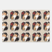 恋し結婚ているロマンチックなカップル ラッピングペーパーシート (正面2)