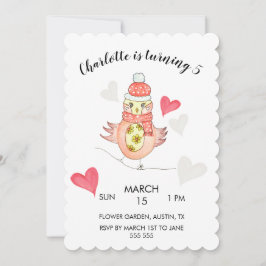 恋するかわいい鶏、ハートの水彩画 シーズンカード