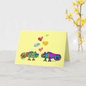 恋するカートゥーンカメレオンのカード２枚 カード (黄色い花)