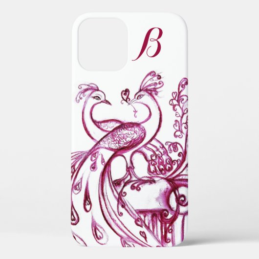 恋するクジャクのモノグラム 赤と白 Case-Mate iPhoneケース (裏面)
