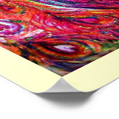 恋するクジャク 赤 黄 ターコイズ ブルー ポスター (角)