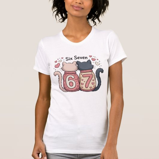 恋するネコたち 6 7 トレンディーシックスセブン Tシャツ (正面)