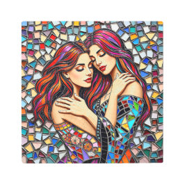 恋する二人の女性 | モザイクフェイクタイルスタイル メタルプリント