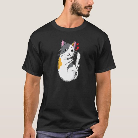 恋する猫の様子を見つめる女主人 Tシャツ (正面)