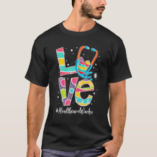 恋する聴診器医療従事者バニー看護師イースター Tシャツ
