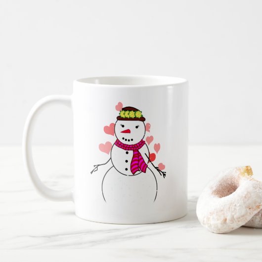 恋する雪だるまの女の子 コーヒーマグカップ (ドーナツ)