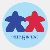 恋する meeple、青と赤のステッカー ラウンドシール (正面)