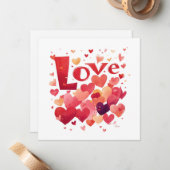 恋とハートバレンタインデーカード ノートカード (正面/裏面インサイチュ)