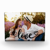 恋とハート書とロマンチックな写真 フォトブロック (正面)