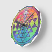 恋と富のためのレインボースリヤントラ ラウンド壁時計 (傾斜)