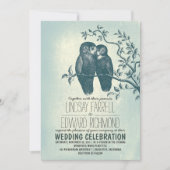 恋と木の枝の2本の結婚式招待状 招待状 (正面)