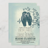 恋と木の枝の2本の結婚式招待状 招待状 (正面/裏面)