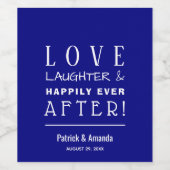 恋と笑いネイビーブルー結婚ズ ワインラベル (シングルラベル)