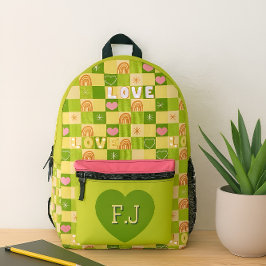 恋と虹の緑 プリントバックパック