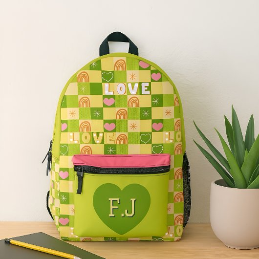 恋と虹の緑 プリントバックパック