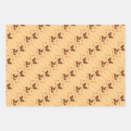 恋と蝶のオレンジ ラッピングペーパーシート