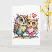 恋にハッピーフクロウ空白のズ カード (黄色い花)