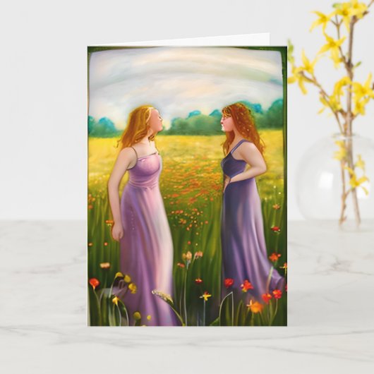 恋に夢中のレズビアン カード (黄色い花)